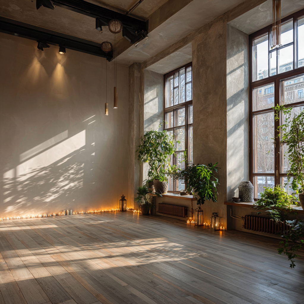 Instructor guiando una clase de yoga